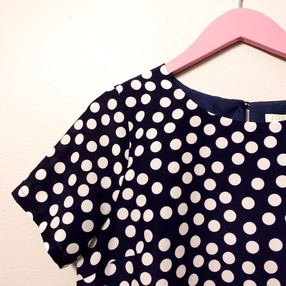 NAVY BLUE POLKA DOT SHIFT DRESS